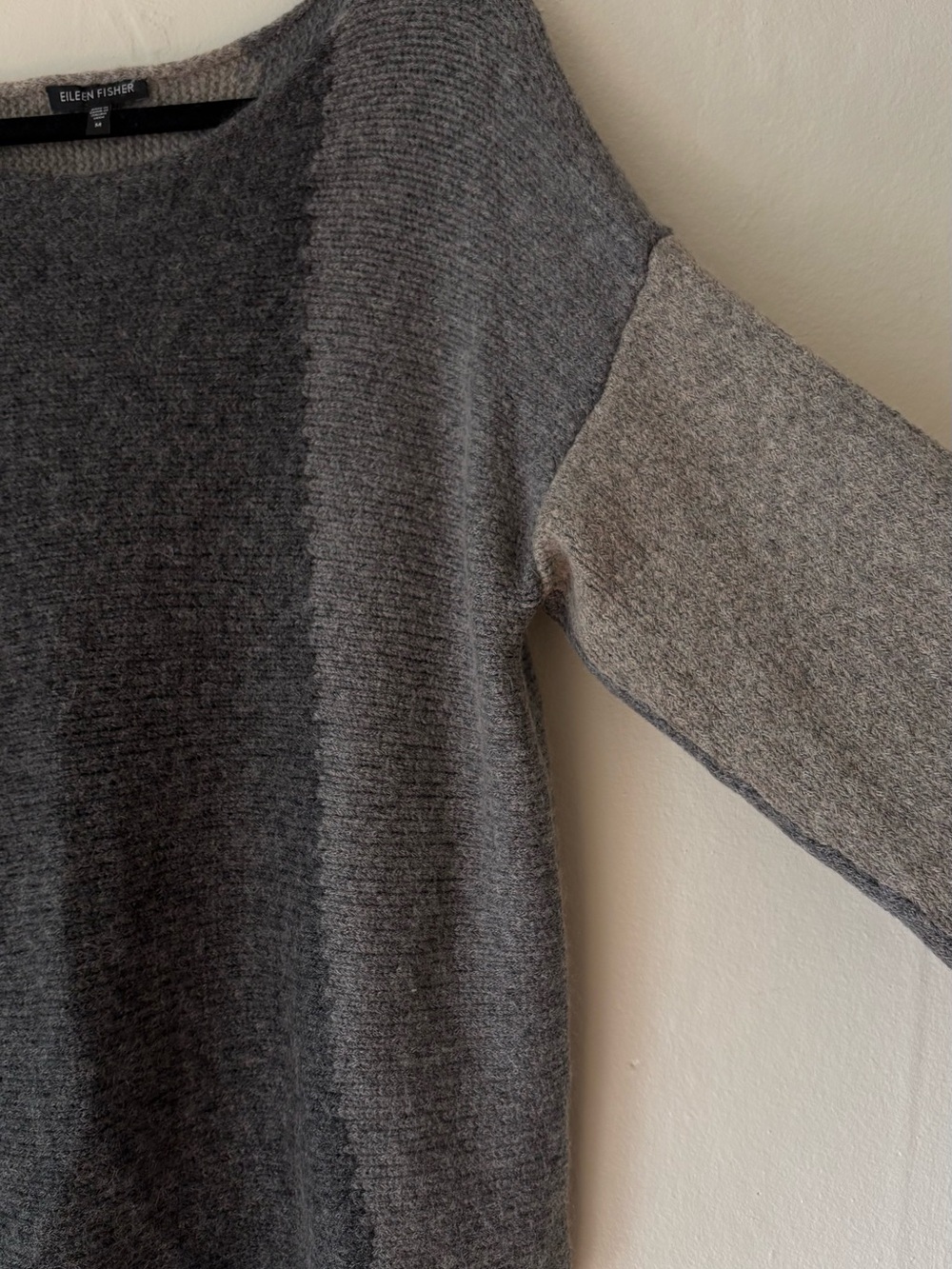 Eileen Fisher Two-Tone Gray Crewneck Sweater